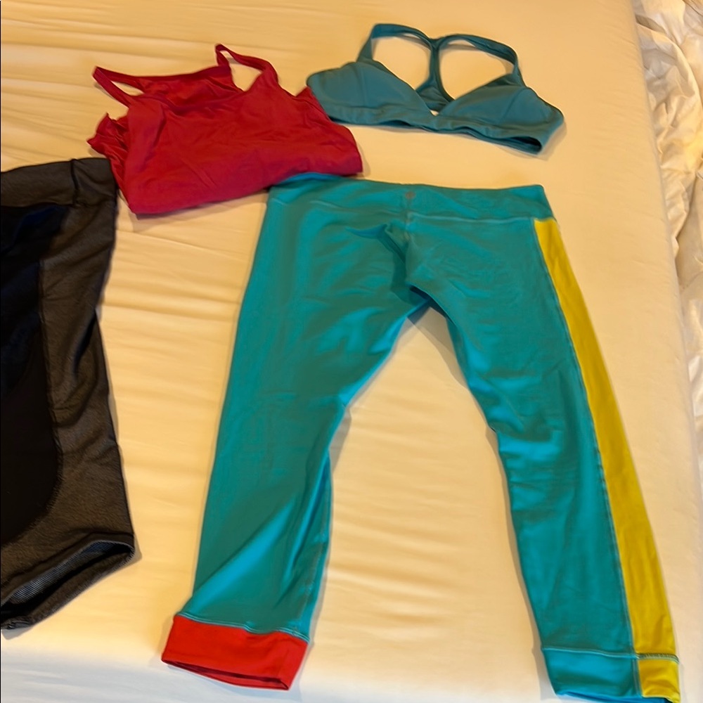 Vibrant Blue and Yellow Leggings for Active Wear